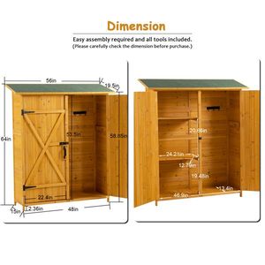 Capannone per attrezzi in legno per esterni con porta chiudibile a chiave ripiani a falda naturale-per soluzioni di stoccaggio per interni - Product Image 2