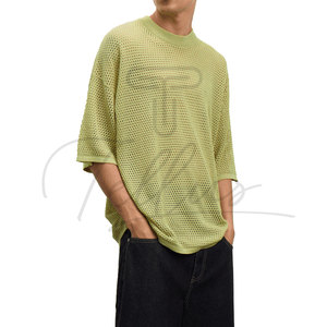 T-shirt en maille ample et stylée pour hommes, coupe carrée, avec logo personnalisé, vente en gros - Product Image 2