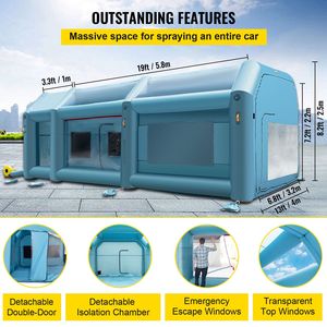 Cabina di Verniciatura Gonfiabile Portatile 23x13x8ft con Illuminazione a LED, Tenda per Verniciatura Auto con Sistema di Filtraggio dell'Aria e 2 Soffiatori, Versione Aggiornata per Essiccazione - Product Image 4