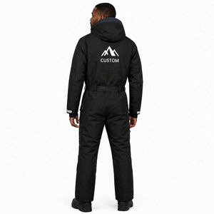 Custom Logo Women One-Piece Waterproof Ski <b>Jumpsuit</b> Hooded Winter Snowboard Suit Polyester PP Cotton Filled - Product Image 2