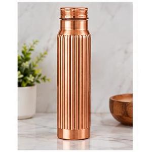 Minimalist Contemporary Copper Water <b>Bottle</b> Brown Lid Base Portable Travel <b>Thermos</b> Customized for Outdoor Office Use Large - Product Image 4
