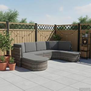 Conjunto de Sofás de Patio Impermeables Grandes de 4 Piezas en Ratán PE Gris para Jardín - Product Image 1
