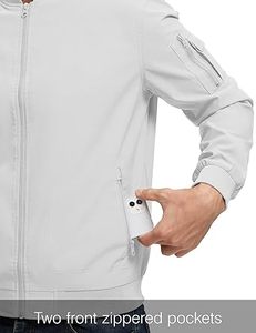 New Design Turn-down Collar Front Side Pockets Thin Winter Bomber <b>Jacket</b> Plain <b>Blank</b> Men's Lightweight Bomber <b>Jackets</b> <b>Wholesale</b> - Product Image 4