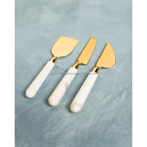 Rose Gold Stainless Steel <b>Cheese</b> <b>Knives</b> <b>Set</b> (3 Piece) Marble Handle Charcuterie Spreader Tableware Wholesale for Custom Decor - Product Image 4