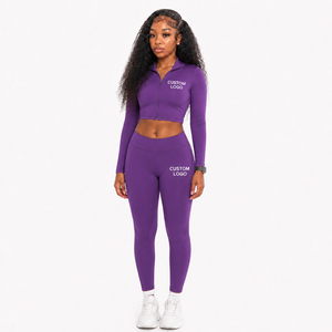 Gym Clothes Yoga Leggings Running <b>Jacket</b> With Zipper 2pcs Yoga Activewear Set Fitness <b>Workout</b> Sets for Women 2026 - Product Image 3