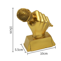 Prix personnalisé de la voix musicale Microphone en résine pour galvanoplastie/peinture Trophée de Microphone en or