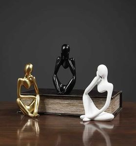 Nordic Modern Simple Abstract Art Figure Silver Thinker Sculpture for Home Living Room Hotel Decorations Anniversary <b>Ornaments</b> - Product Image 3