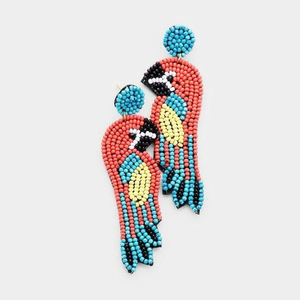 Classic Black Felt <b>Back</b> Clip-On Parrot Feather Seed Beaded Earrings Huggie Style for Parties Weddings and Gifts - Product Image 3