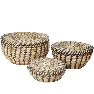 Manufacturer Wholesale <b>Table</b> Top Storage <b>Baskets</b> with Lids Set of 3 Sizes for Fruits Vegetables Plants & Organization - Product Image 1