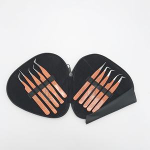 Pinzas de pestañas de volumen de punto de plata con recubrimiento de polvo naranja profesional Punta de fibra Mango cómodo Etiqueta privada personalizable - Product Image 1