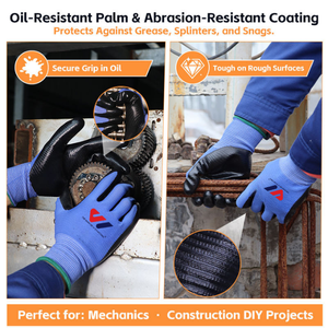 Gants de sécurité légers et respirants en nitrile enduit de PU, en nylon tricoté, pour mécaniciens, ateliers d'assemblage et travaux quotidiens - Product Image 5