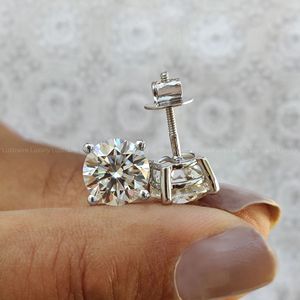 Pristine <b>Rose</b> Yellow <b>Gold</b> Female Round Diamond <b>Stud</b> <b>Earrings</b> Lab Grown 0.50 To 4.00 TCW 950 Platinum Gifts - Product Image 2