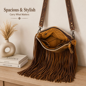 Sac à bandoulière artisanal en cuir de vachette à poils, style western avec franges, sac à main en cuir repoussé, sac vintage de cowgirl pour femme, usage quotidien - Product Image 4