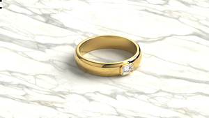 Luxury 18K Gold <b>Dome</b> Diamond <b>Ring</b> Emerald Cut Flush Setting Wedding Band Comfort Fit Inlaid Rectangle Jewelry for Men and Women - Product Image 3