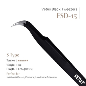 [Private Label] High Precision Black Vetus Eyelash Extension tweezer [ESD-10] Anti-static Wholesale Premium Stainless Lash Tools - Product Image 5