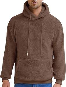 <b>Mens</b> <b>Hoodie</b> <b>Sherpa</b> Fuzzy Soft Casual Sweatshirts Long Sleeve Classic Pullover Drawstring Hooded Outwear - Product Image 4