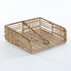 Accessoires de décoration de table de mariage, porte-serviettes en rotin tressé, panier porte-serviettes en rotin - Product Image 2