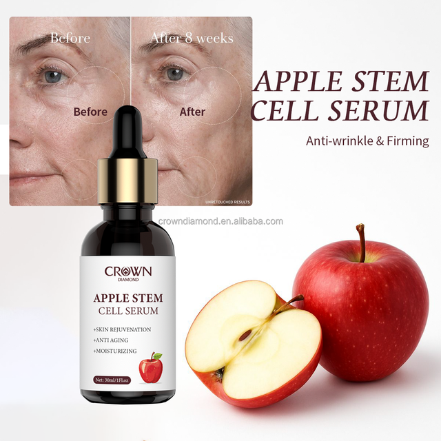 Private Label Natural Facial Essence Apple Stem Cell Whitening Lightening Moisturizing Firming Anti Aging Wrinkle Face Serum
