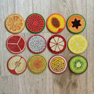 Fruit Slice <b>Beaded</b> <b>Coaster</b> Set Handmade Colorful Table Decor - Product Image 1