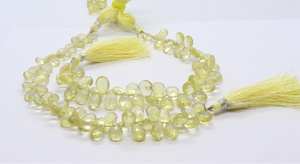Cuentas de Cuarzo Limón Natural AAA, Forma de Pera Facetada, 8x11MM, Hilo de 8 Pulgadas, Cuentas de Cuarzo Limón para Fabricación de Joyería, Venta al Por Mayor - Product Image 4