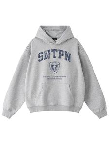 เสื้อฮู้ดผู้ชายสีฟ้าอ่อนทรงโอเวอร์ไซส์ผ้าฝ้ายเฟรนช์เทอร์รี่สไตล์ลำลองสำหรับฤดูใบไม้ร่วง พิมพ์ลายโลโก้ที่แขนเสื้อ - Product Image 6