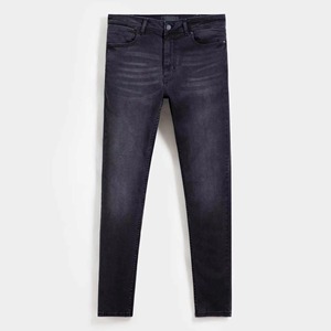 Jean en denim noir 100 % neuf de haute qualité pour homme, coupe super skinny, délavage foncé, extensible, coupe ajustée, moderne, taille S - Product Image 1