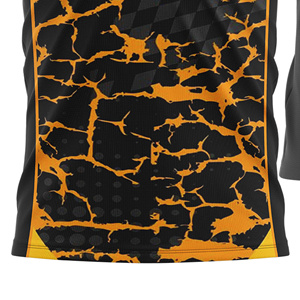 Camiseta de Fútbol Sublimada Personalizada para Hombre, Diseño a Cuadros Negro y Naranja, Cuello Redondo, Manga Corta, Absorbe la Humedad, Corte Regular - Product Image 4