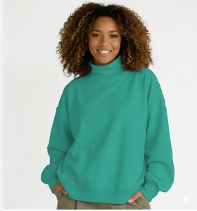 Sweat-shirt tendance pour femme, col montant, manches longues, en molleton de coton respirant, OEM ODM, haute qualité, streetwear - Product Image 2