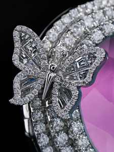 Pendentif Moissanite en forme de cœur, serti de pierres, en argent 925 plaqué rhodium, style Hip Hop, pour soirée - Product Image 4