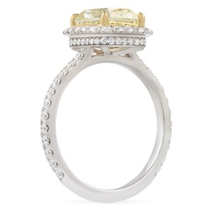 2.43 Carat Fancy Yellow Radiant Cut Diamond Halo Engagement <b>Ring</b> Yellow <b>Gold</b> Rhodium Plated Luxury <b>Cocktail</b> <b>Ring</b> - Product Image 4