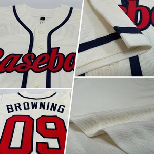 Custom Cream Red-<b>Navy</b> Authentic <b>Baseball</b> Jersey - Product Image 6