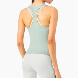 Customized High Quality Women's Summer Workout Yoga Tank <b>Tops</b> Sleeveless Floral Pattern Quick Dry Breathable 100% Polyester - Product Image 3