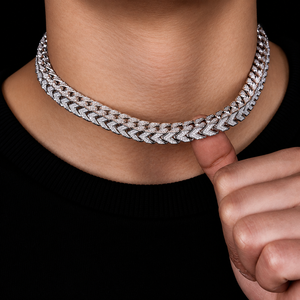 Customized 925 Silver Cuban Link Chain <b>Necklace</b> With Moissanite Micro Pave Setting Hip Hop Style Full Iced Round Diamond Chain - Product Image 6