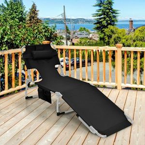 Chaise longue de plage pliable d'extérieur avec coussin, chaise longue confortable pour les moments de détente - Product Image 3