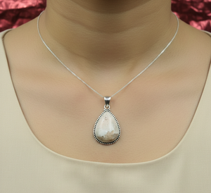 <b>unique</b> Stone Orange Scolecite Gemstone 925 Sterling Silver Pendant Teardrop Handmade Jewelry Rose Gold Yellow Gold Plated <b>Her</b> - Product Image 3