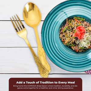 ส้อมช้อนทองเหลืองทำมือแบบดั้งเดิมสำหรับเสิร์ฟอาหาร - Product Image 5
