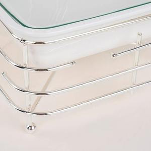 Recipiente para Calentar Comida Tipo Buffet, Rectangular, de Acero Inoxidable, con Tapa de Vidrio Transparente, Patas Cabriolet Plateadas con Acabado Espejo - Product Image 4