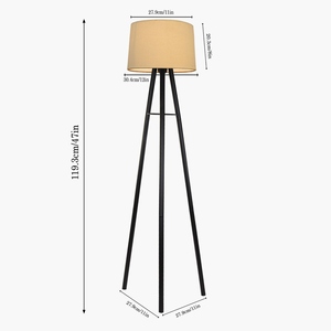 Lámpara de Pie Moderna con Trípode Metálico y Pantalla de Tela, Lámpara de Pie Contemporánea para Sala de Estar, Dormitorio, Decoración de Hotel, Minimalista, Negra - Product Image 2