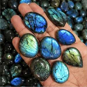 Cabujón de Labradorita Natural Azul Brillante al por Mayor, Gema Suelta con Efecto de Fuego Azul, Cristal de Cuarzo para Fabricación de Joyas - Product Image 5