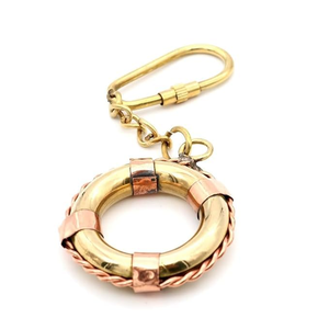 Porte-clés vintage en laiton en forme de bouée de sauvetage, accessoire de collection nautique et maritime, cadeau - Product Image 4