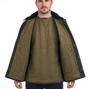 Wax Cotton <b>Jackets</b> Premium Casual Outdoor Durable <b>Lightweight</b> Multi Pocket <b>Men's</b> Black Waterproof Canvas Stand Collar <b>Jacket</b> - Product Image 3