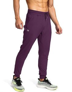 Pantalones Deportivos para Hombre, Color Morado, Cintura Elástica con Cordón, Bolsillos Laterales, Secado Rápido, Tejido de Punto, Estilo Casual para Primavera - Product Image 5