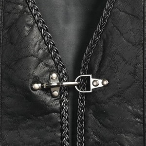 Custom <b>Men's</b> Black Genuine Cowhide <b>Leather</b> Western Biker <b>Vest</b> Vintage Motorcycle <b>Leather</b> Waistcoat with Metal Hook Closure and B - Product Image 6