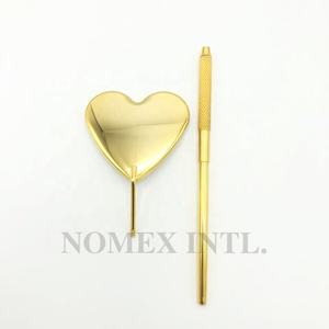 Espejo de corazón de color personalizado para extensión de pestañas, espejo de inspección de agarre cómodo, Punta puntiaguda, etiqueta privada de acero inoxidable - Product Image 3