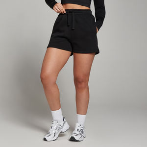 Shorts de sport décontractés taille haute pour femmes, confort premium, 100 % coton, respirants, en molleton, avec logo personnalisé, pour la détente et le fitness - Product Image 1
