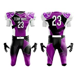 Uniforme de football américain violet et noir de qualité supérieure, personnalisable avec le nom et le logo de l'équipe, vêtements de sport tendance en gros - Product Image 1