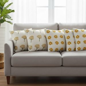 SOGA Juego de 5 fundas de cojín florales, funda de almohada con diseño de diente de león soleado y margarita retro para sofá, decoración del hogar, diseño floral retro - Product Image 3
