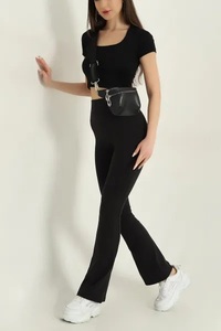 Leggings de yoga pour femmes de qualité supérieure, coupe évasée, longueur intégrale, écologiques, couleur unie, logo personnalisé, cordon de serrage, taille haute, sans couture - Product Image 6