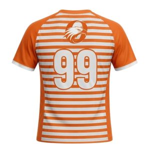 เสื้อแฮนด์บอลผู้ชายสีส้มขาวลายทางแบบซับลิเมชั่น แขนสั้น โพลีเอสเตอร์ เสื้อกีฬา ชุดทีมกีฬา ประสิทธิภาพสูง - Product Image 2