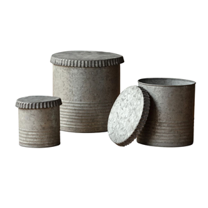 Juego de 3 Recipientes Galvanizados, Accesorios de Cocina de Alta Calidad, Diseño Vintage, Contenedor de Almacenamiento de Alimentos para Uso en Casa de Campo - Product Image 3